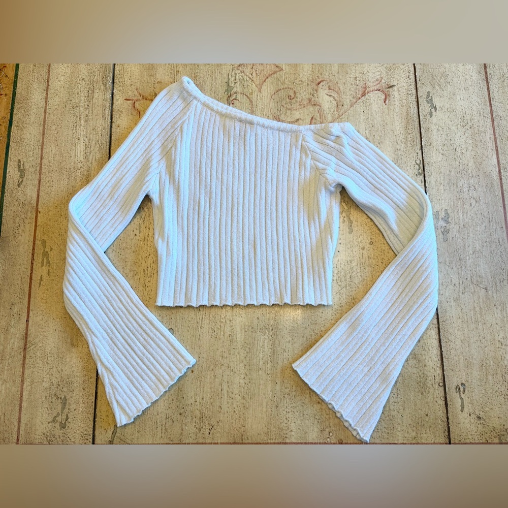 Princess Polly White Ribbed Off-the-Shoulder Sweater - Picture 4 of 5